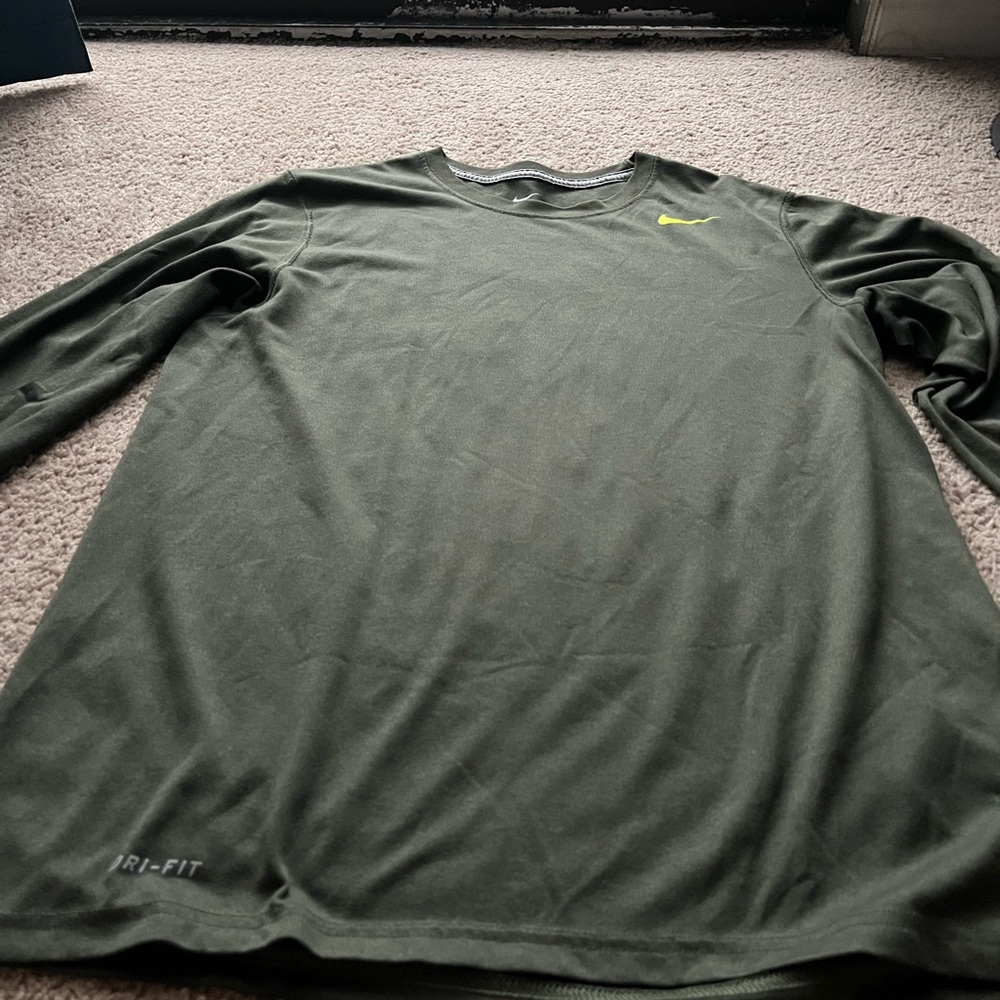 Nike Dri-Fit Army Green Long Sleeve Tee